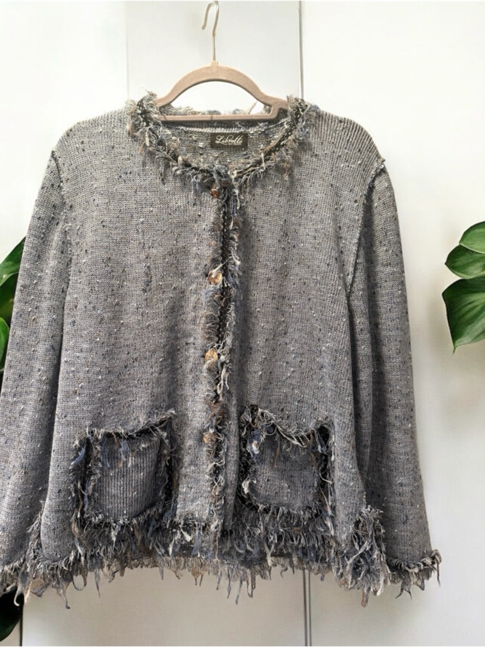 Libretto Fringe Detail Button Down Cardigan Large
